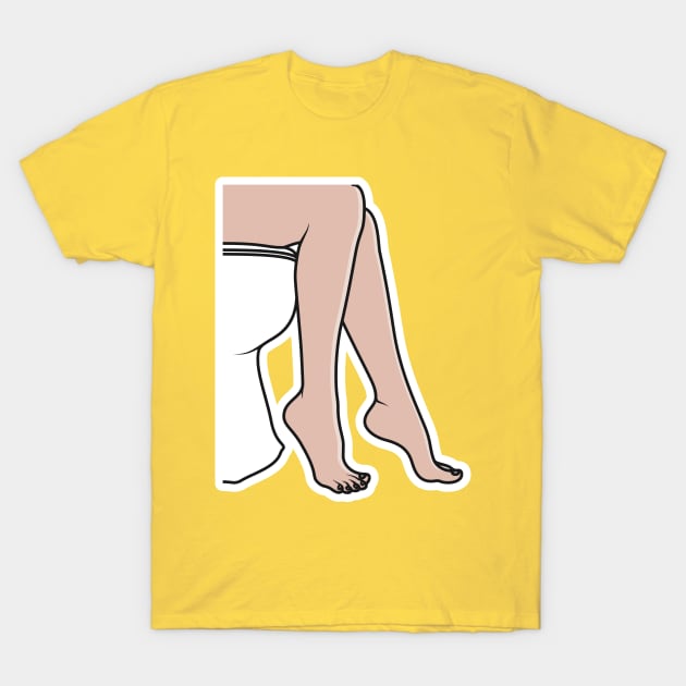 Woman Sitting On Toilet Sticker vector illustration. Part of people in the bathroom doing their routine hygiene procedures series. People fashion icon concept. People foot sticker design logo. T-Shirt by AlviStudio